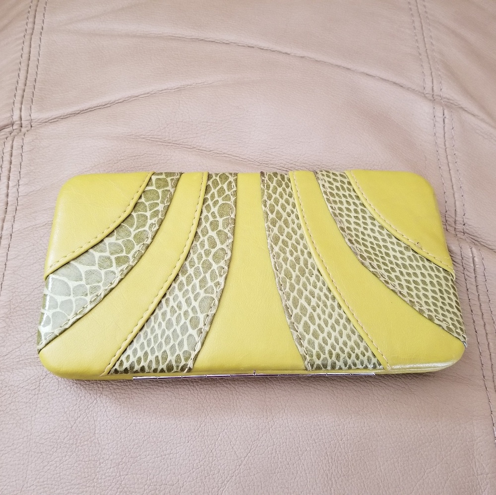 Lime Green Snakeskin Clutch Wallet